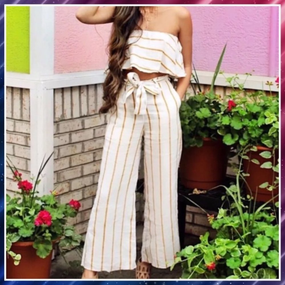 Faithfull the Brand Linen Striped Pants